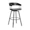 Armen Living Athena 31" Swivel Black Wood Bar Stool in Gray Faux Leather with Black Metal LCATBABLKGRY30 - alternate 1